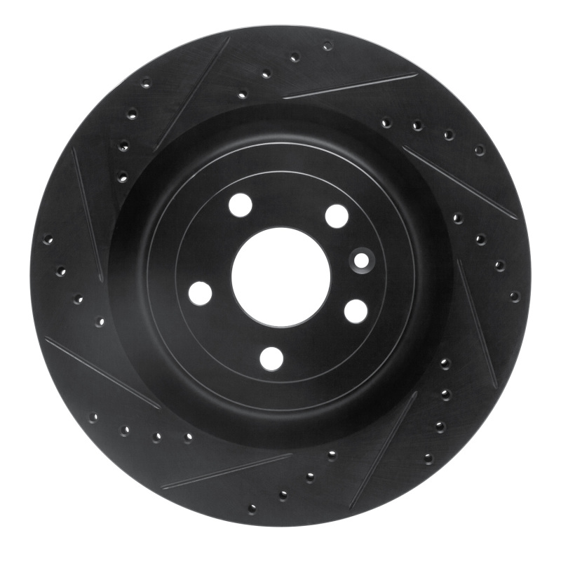 Ford Police Interceptor Sedan Brake Rotor (1) - Front Left - R1 Concepts - Drilled & Slotted - Black - `13-`19